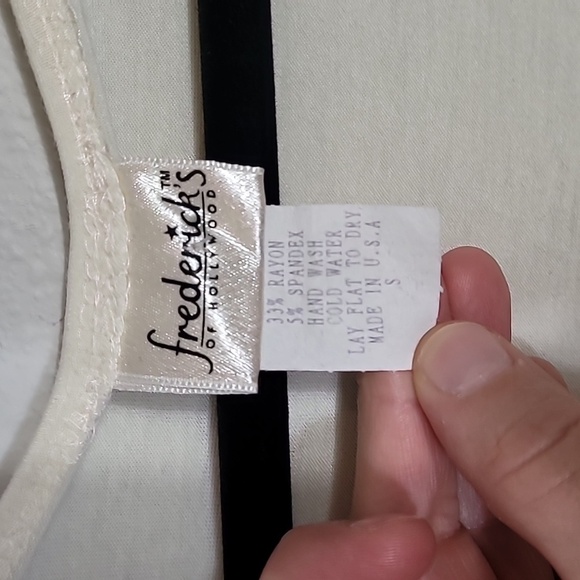 Y2K Fredericks Of Hollywood Babydoll Long Sleeve Top Size S White VNeck Fitted - Picture 6 of 12